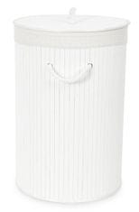 Compactor Bambusový koš na prádlo s víkem Bamboo - kulatý, bílý, 40 x v.60 cm