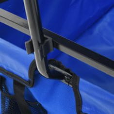 Greatstore Skládací ruční vozík se stříškou ocelový modrý