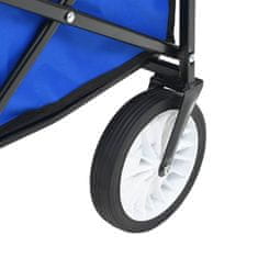 Greatstore Skládací ruční vozík se stříškou ocelový modrý
