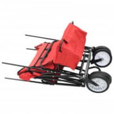 Greatstore Skládací ruční vozík se stříškou ocelový červený