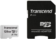 Transcend Micro SDXC 300S 128GB 95MB/s UHS-I U3 + SD adaptér (TS128GUSD300S-A)