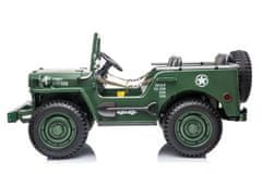 Beneo Elektrické autíčko USA ARMY 4X4, zelené, Třímístné, MP3 Přehrávač se vstupem USB / SD, Odpružené