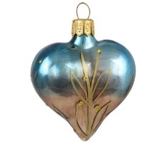 Decor By Glassor Vánoční srdce hnědo-modré