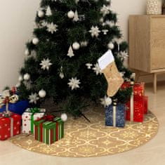 shumee Luxusní podložka pod vánoční stromek s punčochou žlutá 122 cm