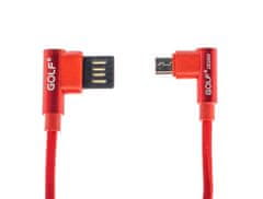 GOLF Kvalitní USB kabel s praktickou "L" koncovkou v červené barvě - Micro USB