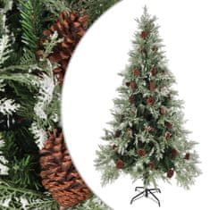 Greatstore Vánoční stromek se šiškami zelenobílý 225 cm PVC a PE