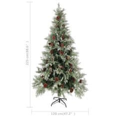 Greatstore Vánoční stromek se šiškami zelenobílý 225 cm PVC a PE