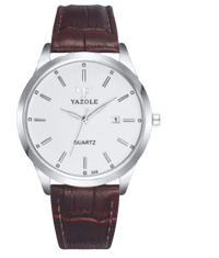 YAZOLE Sada elegantních pánských hodinek - stříbrné s hnědým a černým páskem