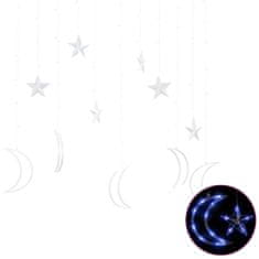 Greatstore Pohádková světla Hvězda a měsíc dálkové ovládání 138 LED modrá
