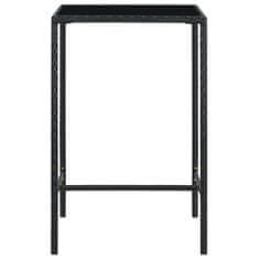 Greatstore Zahradní barový stůl černý 70 x 70 x 110 cm polyratan a sklo