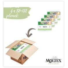 MOLTEX Plenky Pure & Nature Mini 3-6 kg - ekonomické balení (4 x 38 ks)
