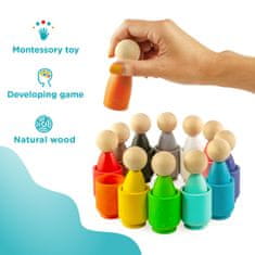 Ulanik Montessori dřevěná hračka "Peg Dolls in Cups"