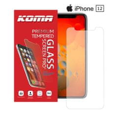 KOMA Ochranné tvrzené sklo pro iPhone 12, zaoblení 2.5 D, tvrdost 9H