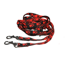 Palkar Vodítko přepínací z popruhu pro psy 250 cm x 10 mm černo-červená s tlapkami