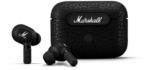 stylová sluchátka do uší marshall motif anc anc technologie potlačení hluku Bluetooth ipx5 skvělý zvuk dynamické basy mikrofon handsfree funkce výdrž 4,5 h na nabití nabíjecí box