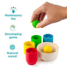 Ulanik Montessori dřevěná hračka "Balls in cups. Basic."