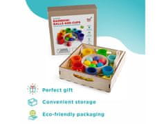 Ulanik Montessori dřevěná hračka "Rainbow: balls in cups. Big."