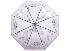 Kraftika 1ks fialová dívčí průhledný vystřelovací deštník pejsek