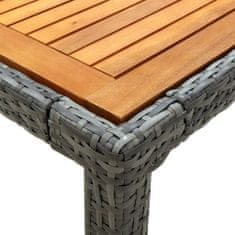 Greatstore Zahradní stůl 90 x 90 x 75 cm polyratan a akáciové dřevo šedý
