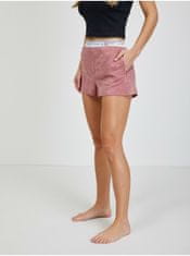 Calvin Klein Starorůžové dámské vzorované teplákové kraťasy Calvin Klein Jeans XL