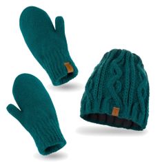 NANDY Dámský zimní set čepice + rukavice - námořní