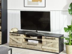 Beliani TV skříňka ze světlého dřeva s černým SALTER