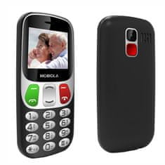 Mobiola MB800 Senior, jednoduchý mobilní telefon pro seniory, SOS tlačítko, nabíjecí stojánek, 2 SIM, výkonná baterie, černý