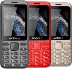 Mobiola MB 3200i, kovový tlačítkový mobilní telefon, 2 SIM, MMS, 2,8" displej, červený