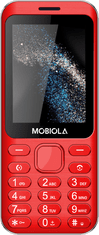 Mobiola MB 3200i, kovový tlačítkový mobilní telefon, 2 SIM, MMS, 2,8" displej, červený