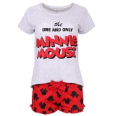 Disney Dámské šedočervené pyžamo s krátkým rukávem a volánkem - Minnie Mouse DISNEY, S