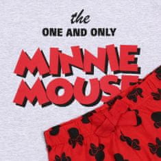 Disney Dámské šedočervené pyžamo s krátkým rukávem a volánkem - Minnie Mouse DISNEY, S