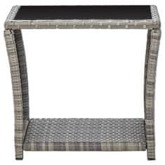 Greatstore Konferenční stolek šedý 45 x 45 x 40 cm polyratan a sklo