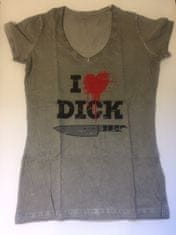 F. Dick Dámské tričko s nápisem "I love Dick" s "V" výstřihem (XL) XL, Šedá
