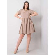 BASIC FEEL GOOD Dámské šaty s krátkými rukávy plus size MOLLY tmavě béžové RV-SK-6292.09P_361514 2XL