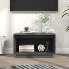 Greatstore TV skříňka šedá 60 x 35 x 35 cm masivní borové dřevo