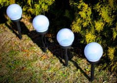 LUMILED 6x Solární zahradní lampa LED do země BÍLÁ KOULE 10cm