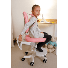 Dětská rostoucí židle s podnoží ANAIS – síťovina, plast, růžová / bílá