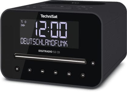 moderní radiopřijímač technisat DIGITRADIO 52 CD cd přehrávač usb port bezdrátové nabíjení cd mechanika lcd stmívatelný displej stereo reproduktor