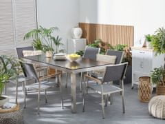 Beliani Sada zahradního nábytku stůl se skleněnou deskou 180 x 90 cm 6 šedých židlí GROSSETO