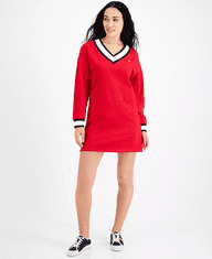 Tommy Hilfiger Dámské mikinové šaty Contrast-Trim červené S