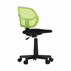KUPŽIDLE Dětská otočná židle na kolečkách MESH – plast, bez područek, zelená/černá