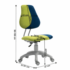KUPŽIDLE Dětská rostoucí židle RAIDON – látka, plast, zelená / modrá / šedá