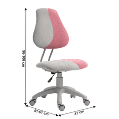 KUPŽIDLE Dětská rostoucí židle RAIDON – látka, plast, šedá / růžová