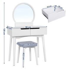 Songmics Bílý toaletní stolek se zrcadlem ve skandinávském RDT11W