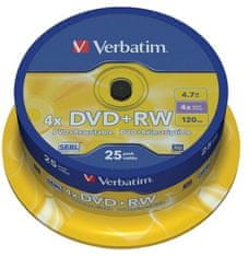 Verbatim DVD+RW 4x 4,7GB spindl 25ks