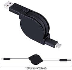 PremiumCord kabel USB 3.1 C/M - USB 2.0 A/M, charging a sync navíjecí kabel 1m