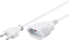 PremiumCord kabel síťový prodlužovací dvojvidlice 230V, 3m, bílá