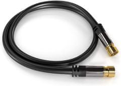 PremiumCord kabel satelitní F, M/M, HQ, (135dB), 4x stíněný, 5m, černá