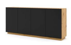 Homlando Komoda Aura 4D 198 cm řemeslný dub / černá mat