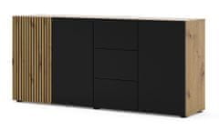 Homlando Komoda AURIS 3D3S 180 cm řemeslný dub / černá mat